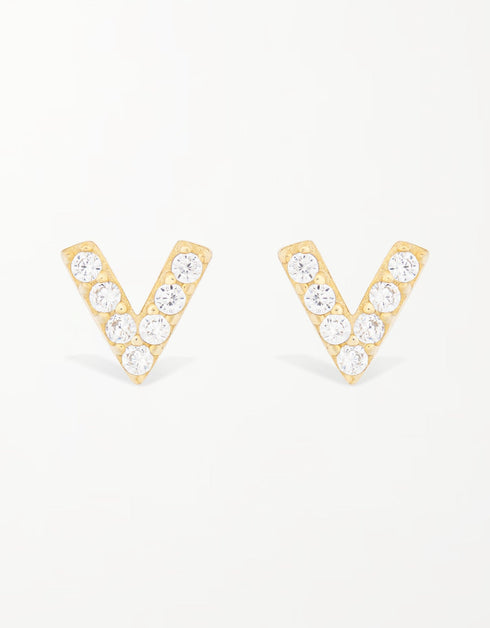 Vibrant V-Shaped Cubic Zirconia Studs in Sterling Silver